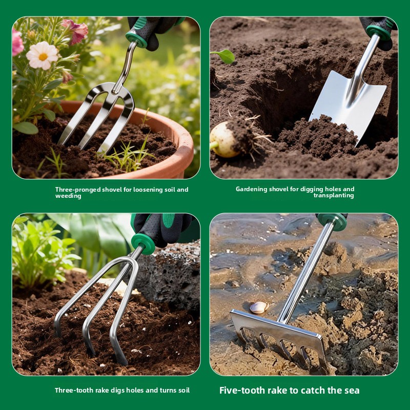5Pcs Set Sekop Tangan Taman Ba - Spade Digging Fork ulasan dan harga